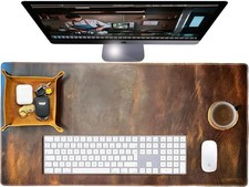 Leather Desk Mat Set (32x16) - Full Grain Large Computer Gaming Mouse Pad Non-Sl picture