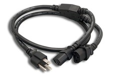 AC Power Splitter Y Cable NEMA 5-15P 2X IEC-320-C13 Sjt 16AWG, 6ft (ZADA39MC-06) picture