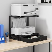 2-Tier Desktop Printer Stand with Fabric Drawer,17.3