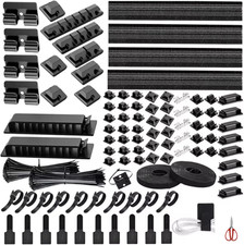 314PCS Cable Management Kit Clips Sleeves Ties Mounts Scissors Travel Case picture