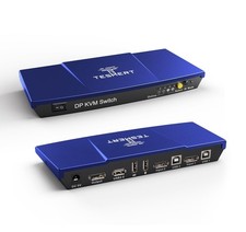 1x DisplayPort KVM Switch 4K 60Hz 2 Computers 1 Monitor USB Hotkey Remote. NEW picture