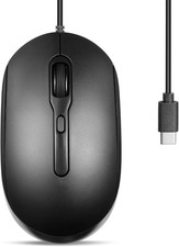 USB Type C Wired Optical Mouse, 5.9 Ft Cable, Silent Click, Ambidextrous, Black picture