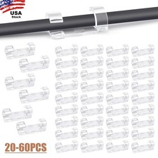 60Pcs Clear Adhesive Cable Clips Wall Wire Holder Management Cord Clips Desk USA picture
