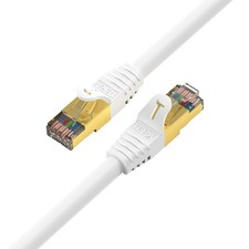 Cat7 Double Shielded Ethernet Patch Cable 10Gbps 600MHz 50 ft White New picture