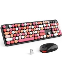 Wireless Keyboard and Mouse Combo, Black Colorful 2.4G Typewriter Full-Size picture