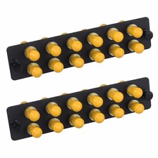 2 PCS 12 Simplex ST Fiber Patch Panel Singlemode Yellow Adapters 12 Ports picture