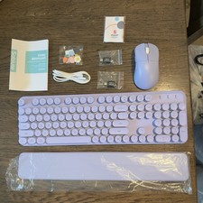 Sablute CK23 PRO Wireless Backlit Keyboard Mouse Combo w/ Wrist Rest Purple picture