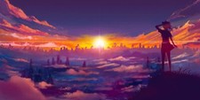Landscape sunset anime girls deviantart sky sun clouds Custom Gaming Mat Desk picture