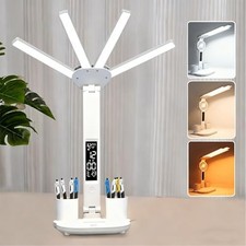 Led Desk Lamp with Clock Foldable Study Lamp 3 Lighting Modes Table with clock picture