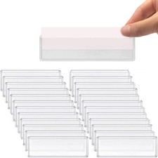 60 PCS Clear Adhesive Shelf Tag Label Holder Card Pocket Bin 1x4.1 Inch picture