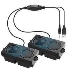 1 PCS Mini PC Computer Speakers USB Powered 3.5mm AUX HiFi Stereo 1.2M Black picture