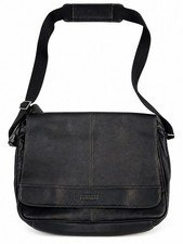 Kenneth Cole Reaction “Risky Business” Colombian Leather Messenger Bag – Black picture