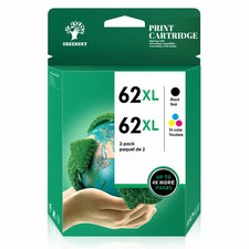 2 Generic Ink for HP 62XL HighYield Black & Color ENVY 7640 7644 7645 5540 5640 picture