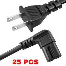 AC 2 Prong Power Cord L-shaped Angled TV Replacement Power Cable Figure 8 Lot picture