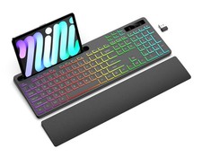 Soueto Wireless Keyboard with 7 Colors & 4 Modes RGB Backlit, Ergonomic Keyboard picture