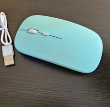 Wireless Mouse 2.4 GHZ Optical USB BT Rechargeable for PC Laptop Color Mint picture