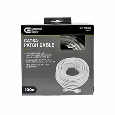 Commercial Electric Cat6A RJ-45 Ethernet Patch Cable Round 100 ft White picture
