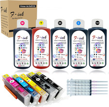 Refillable Ink Cartridges with 5 Dye Ink Bottles for Compatible Printers picture