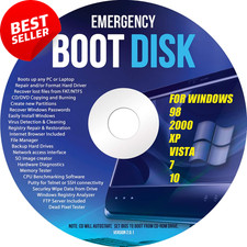 Windows Emergency Boot Disk, for 98, 2000, XP, Vista, 7, 10, PC Repair DVD picture