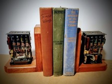 One Of A Kind Homemade Vintage Mainframe Computer, Logic Module Wood Bookends picture