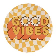Retro Groovy Good Vibes Round Mouse Pad 8.7x8.7 Inch for Women Girls picture