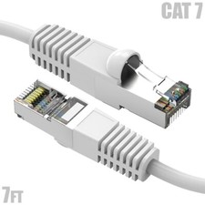 7FT Cat7 RJ45 Network LAN Ethernet SSTP Patch Cable Shielded Copper 600MHz White picture