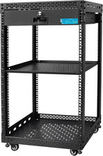 16U Server Rack Cabinet with Drawer & Full Size Rack Shelf - Integrated Top/Bott picture