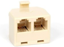 Duplex Modular Phone Wall Jack Adapter (IVORY) RJ11 - Splitter | Three Pack picture