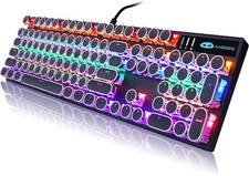 Cute Round Keycap Mechanical Keyboard with RGB Lighting for Gaming & Office Use picture