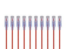 SlimRun Cat6A Ethernet Patch Cable RJ45 Stranded UTP Wire 30AWG 2ft Red 10-Pack picture