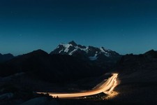Landscape mountains road long exposure light trails Custom Gaming Mat Desk picture