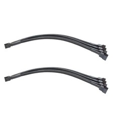 PC Fan Splitter Extension Cable - 1 to 4 PWM Fan Splitter 10.5in black 10 pack picture