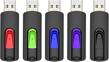 5 Pack 64GB USB Flash Drives with Retractable Connector - Mixed Colors picture