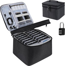 Crisinant Hard Drive Case,14 -Bay Protective Storage Bag for 3.5