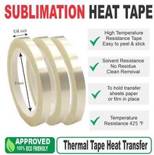 3 Roll Heat Tape Resistant Sublimation, DTF Thermal Tape 1/4 Inch X 108 Foot picture