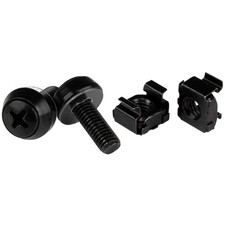 StarTech 100-Pack M6 12mm Screws & Cage Nuts Kit with Tool, Black Steel picture