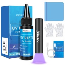 KISREL 50g UV Resin Kit with Light（Upgrade）, Fast Curing & Bonding in white  picture