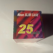 Neon Slim Case 25 Pack Jewel CD Dvd Holders Multi Colors New Sealed Collect Rare picture