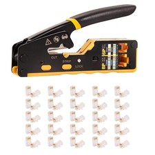 RJ45 Crimp Tool w/50PCS CAT6 Connectors RJ45/RJ11/RJ12 Pass Through Crimp Tool picture
