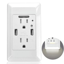 Electrical Dual USB Wall Outlet with LED Night Light Tamper Resistant Receptacle picture