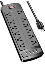 Power Strip, ALESTOR Surge Protector with 12 Outlets and 4 USB Ports, New picture