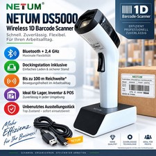 NETUM DS5000 Wireless 1D Barcode Scanner Bluetooth 2.4GHz with Docking Station picture