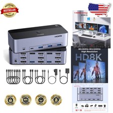 High-Performance 8K KVM Switch: 2 Computers, 3 Screen Support, DP/HDMI, Aluminum picture