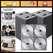 100 Pack CD DVD Binder Pages Refill Sheets for 3 Ring Binders - Black Storage picture