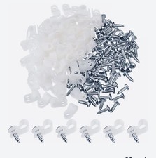 50PCS Clear Nylon R-Type Cable Clips Wire Clamps with Mounting Screws Kit NIP picture