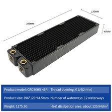 OCOCOO 360mm Lead-Free Copper Core Radiator 45mm Thick G1/4 Water Cooling PC picture
