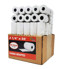 (50 Rolls) 2 1/4 x 50 Thermal Paper Receipt Rolls 55 1 Case - 50 Rolls, White  picture
