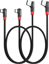 SUNGUY Right Angle USB C Cable 2Pack [1.5FT/0.5m] 3A Short 90 1.5FT, Black  picture