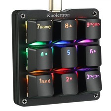 One Handed Macro Mechanical Keyboard RGB LED Backlit Mini 9 Keys Blue Switch picture