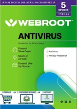 🔥 Webroot Antivirus 2026 | 2 YRS for 5 PC/MAC | Digital Key ONLY  (no CD)🔥  picture